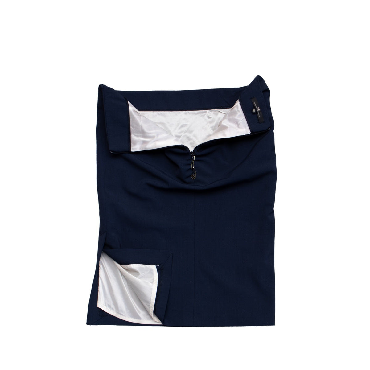 Elisabetta Franchi Celyn B Navy Chain Trim Pencil Skirt IT 46 US 10 UK 14