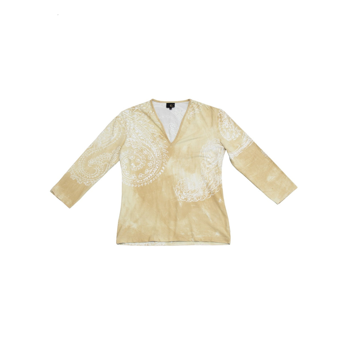 Just Cavalli Women’s Beige Paisley Print Stretch Long Sleeve Top Size IT 54