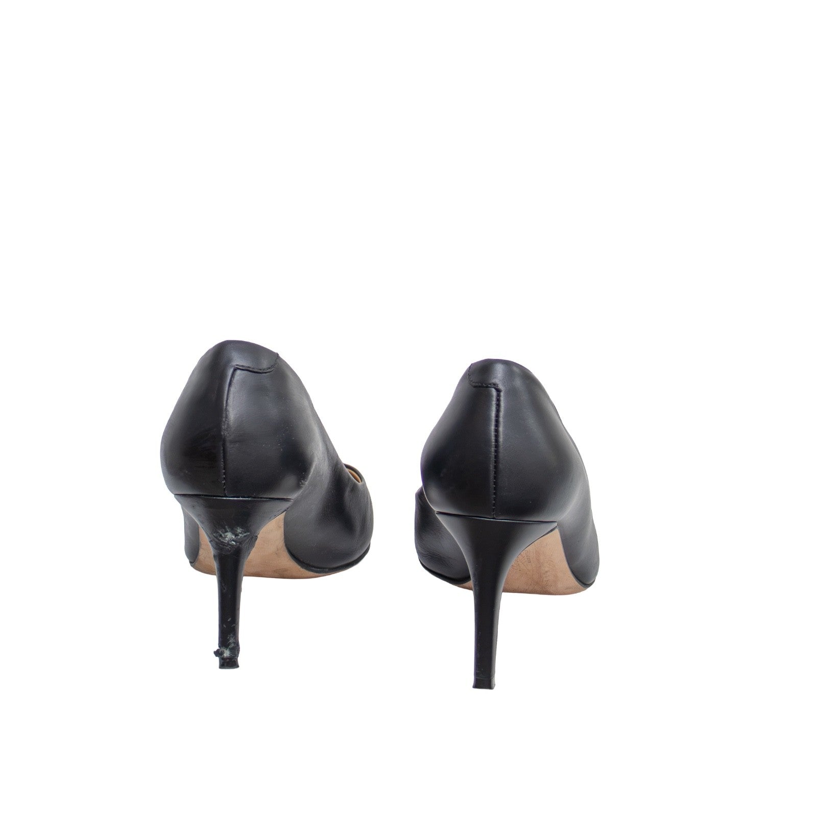 Salvatore Ferragamo Black Leather Pointed Toe Pumps US 7.5 Italy Parts Repair