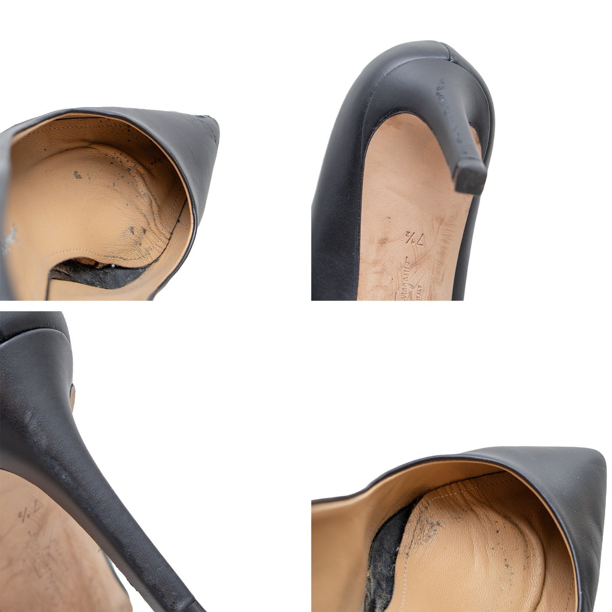 Salvatore Ferragamo Black Leather Pointed Toe Pumps US 7.5 Italy Parts Repair