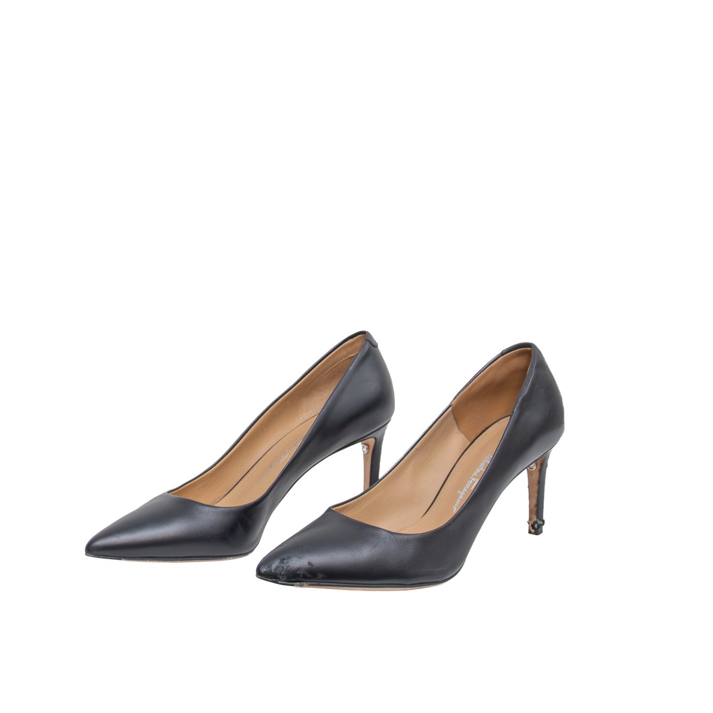 Salvatore Ferragamo Black Leather Pointed Toe Pumps US 7.5 Italy Parts Repair