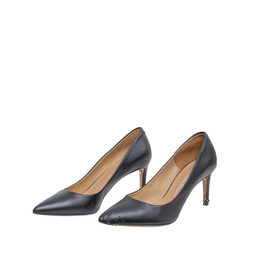 Salvatore Ferragamo Black Leather Pointed Toe Pumps US 7.5 Italy Parts Repair
