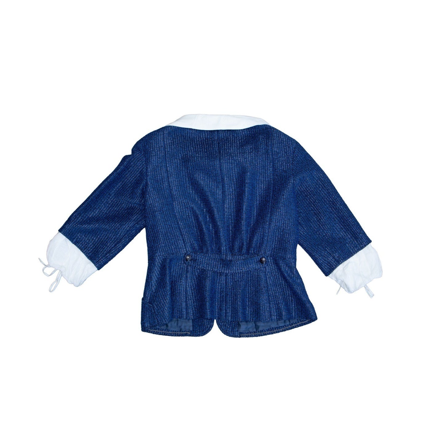 CHANEL Resort 2014 Runway Blue Tweed Jacket CC Buttons FR 46 US 14 P48058