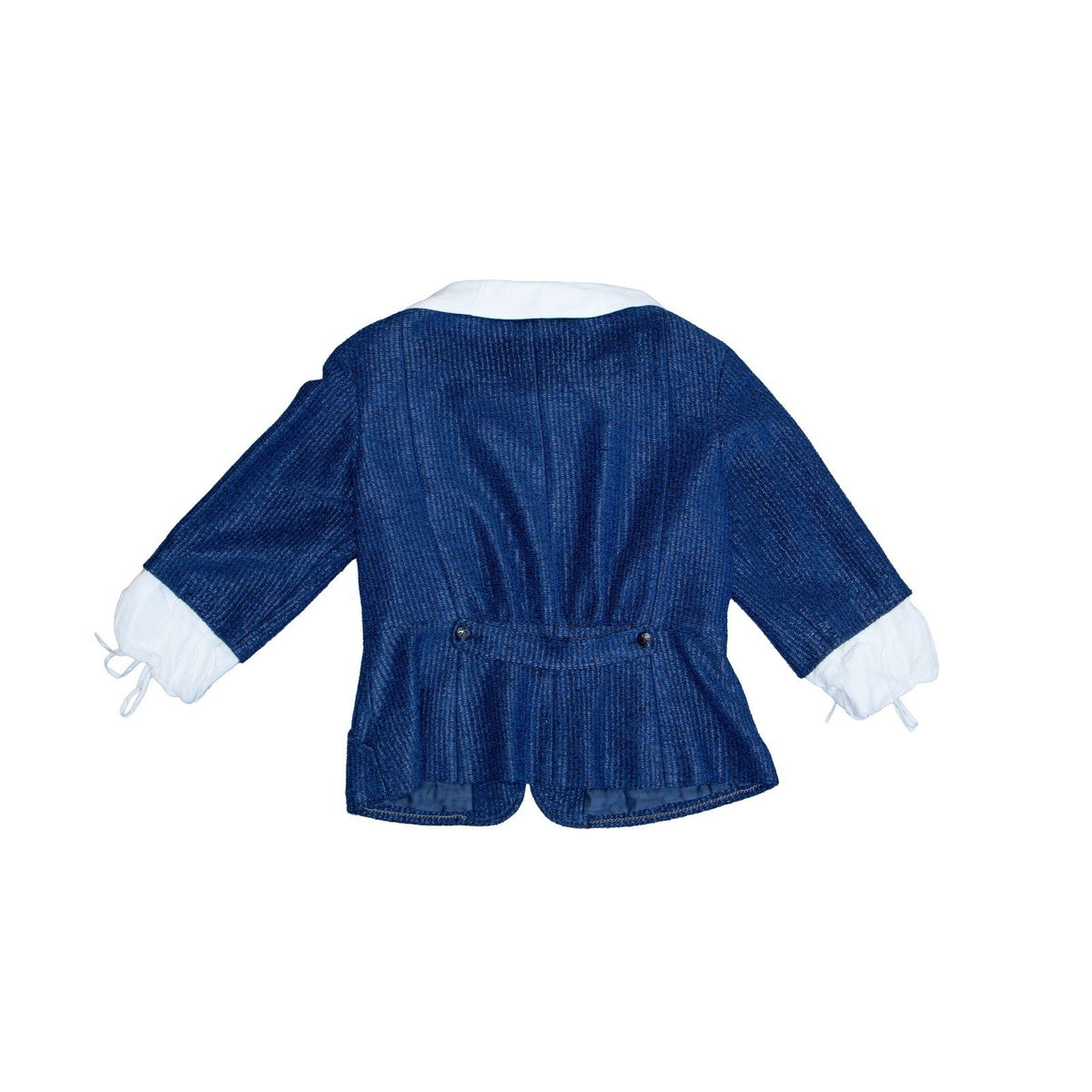 CHANEL Resort 2014 Runway Blue Tweed Jacket CC Buttons FR 46 US 14 P48058