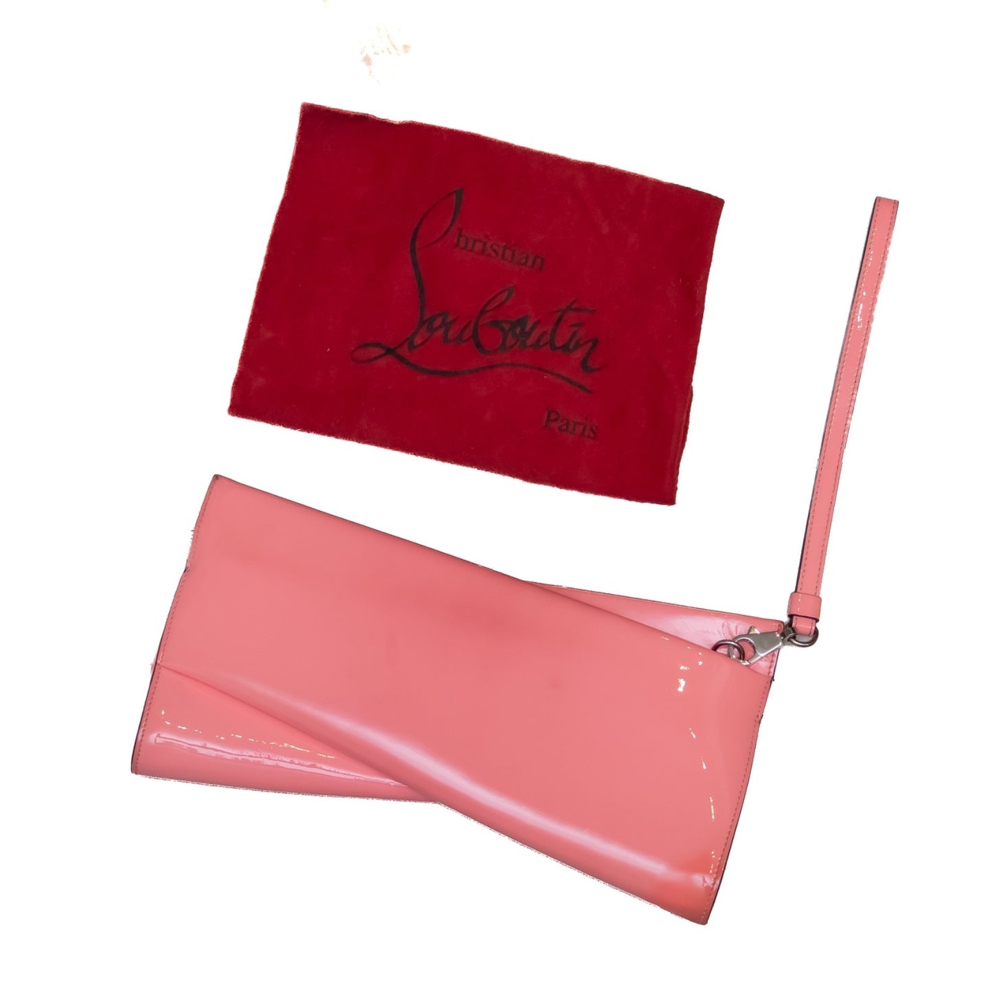 Christian Louboutin “Loubitwist” Clutch/Shoulder Bag Patent Leather Pink