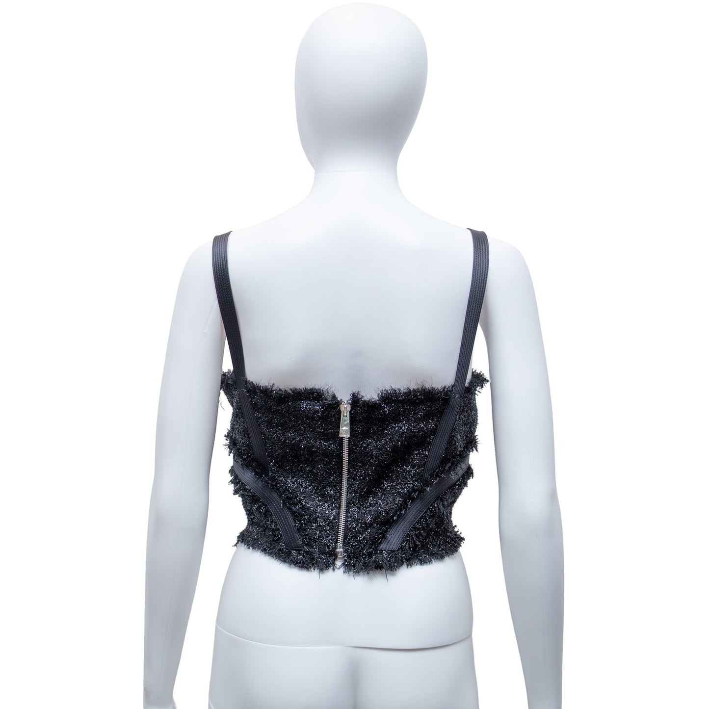$1400 Versace Black Textured Bustier Crop Top  Size M (US 6 / UK 10)