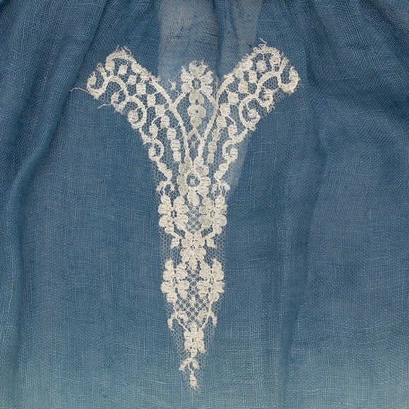 Vanita Rosa Paris St Barth Ombré Peasant Blouse Blue Ivory Boho Top Size S
