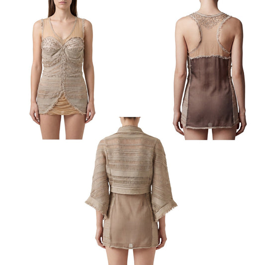 Mirco Giovannini Embellished Linen Tunic & Cropped Jacket Set - Size IT 44