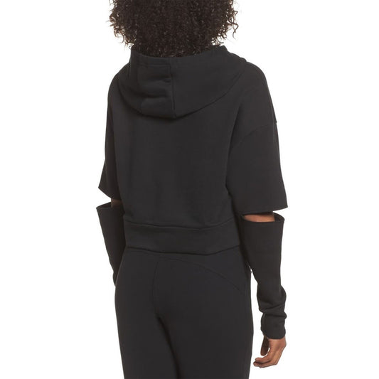 Alo Yoga Cropped Hoodie with Cut-Out Sleeves – Black - Size S