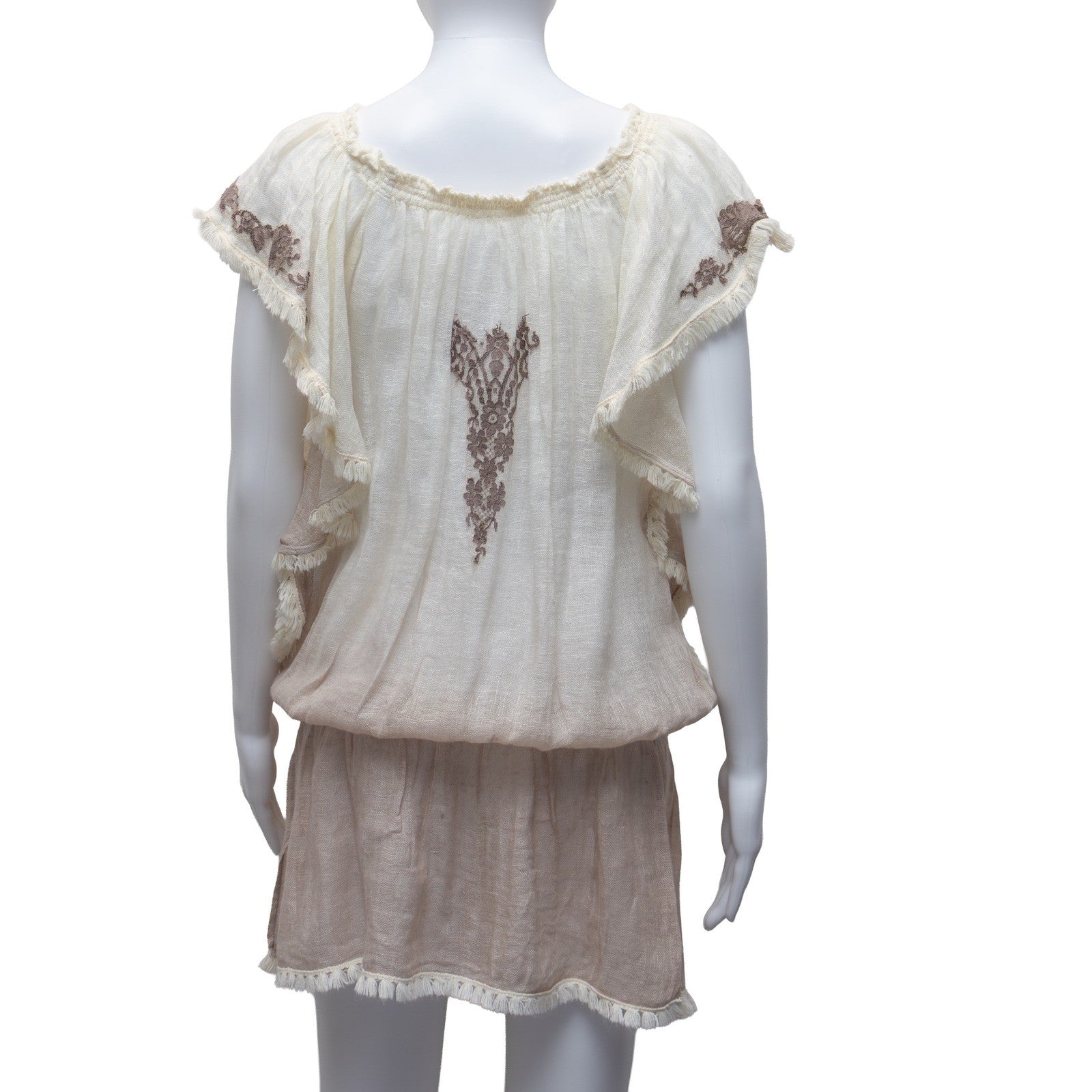 Vanita Rosa Paris St Barth Linen Tunic Dress Top – Boho Embroidered Size S-M