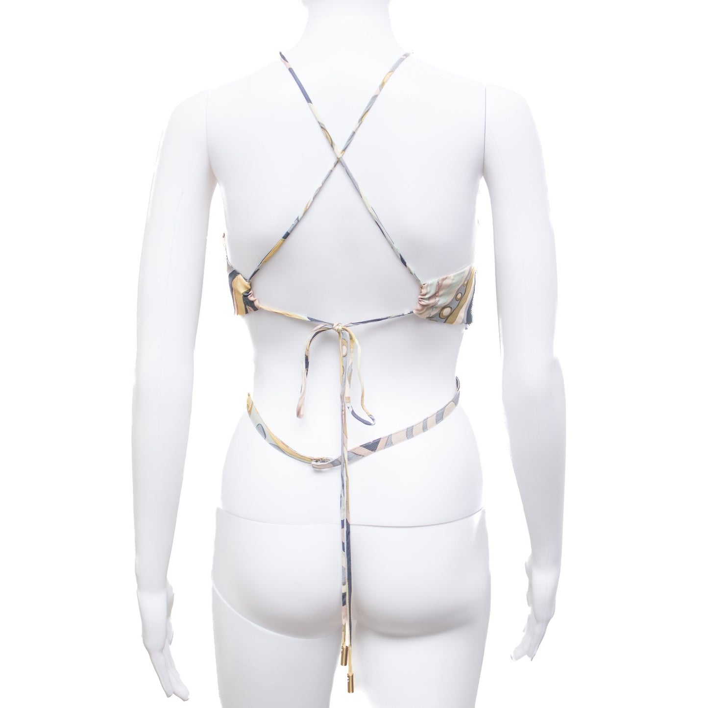 Cult Gaia Silk Halter Wrap Crop Top Abstract Print Size S