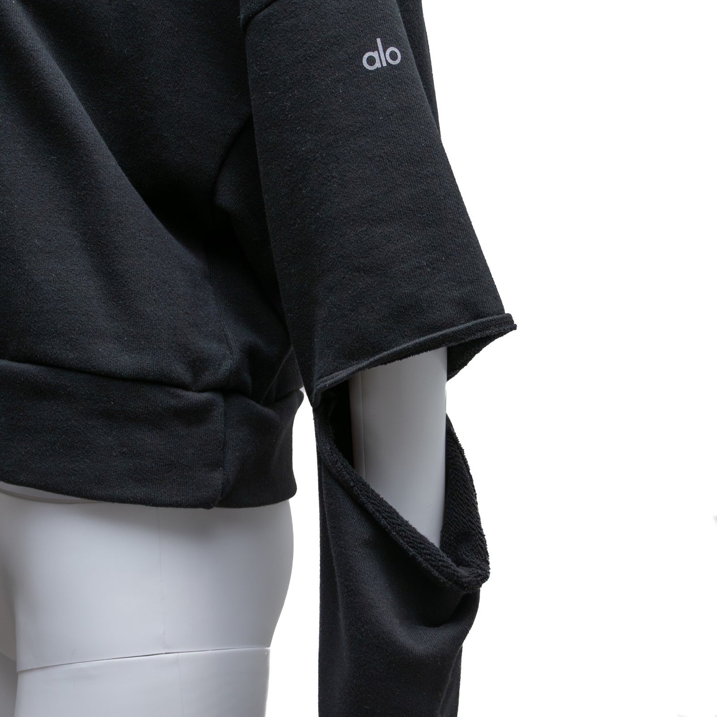 Alo Yoga Cropped Hoodie with Cut-Out Sleeves – Black - Size S