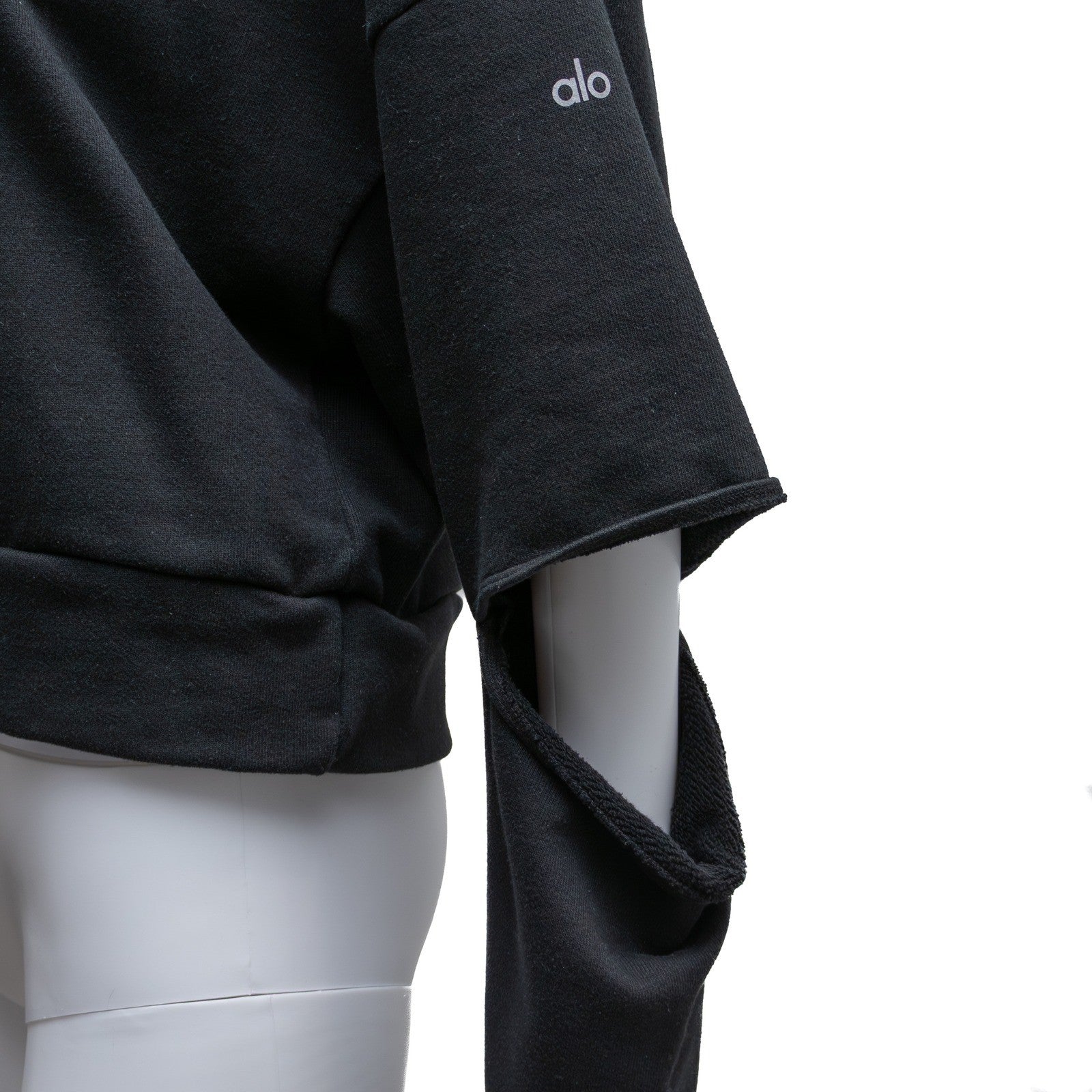 Alo Yoga Cropped Hoodie with Cut-Out Sleeves – Black - Size S