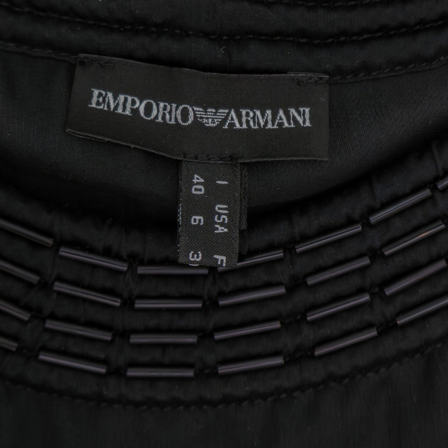 Emporio Armani Silk Beaded Strap Top IT 40 US 6 UK 8 Black
