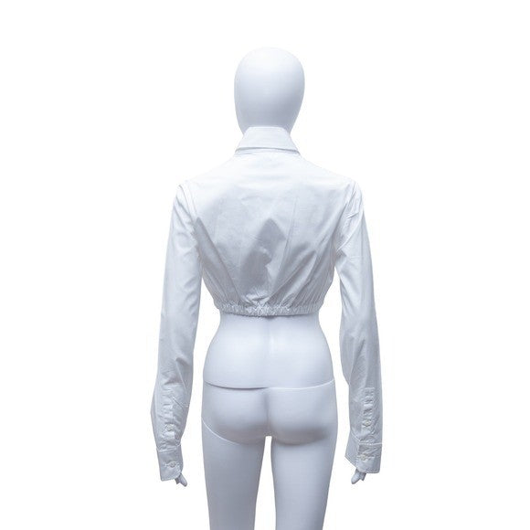 $1450 Prada Milano Cropped Button-Up Shirt – White – Size IT 40 (Women's)