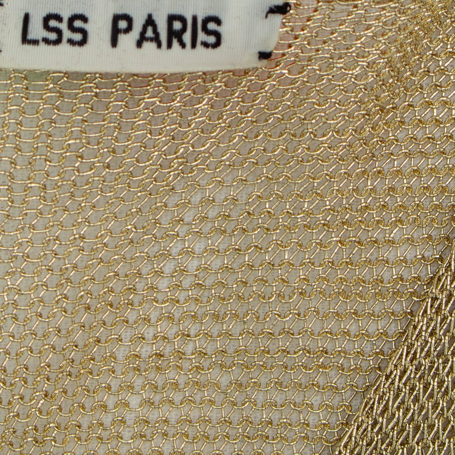 LSS Paris Gold Metallic Mesh Tank Top Lip Graphic Sleeveless Size XS/S