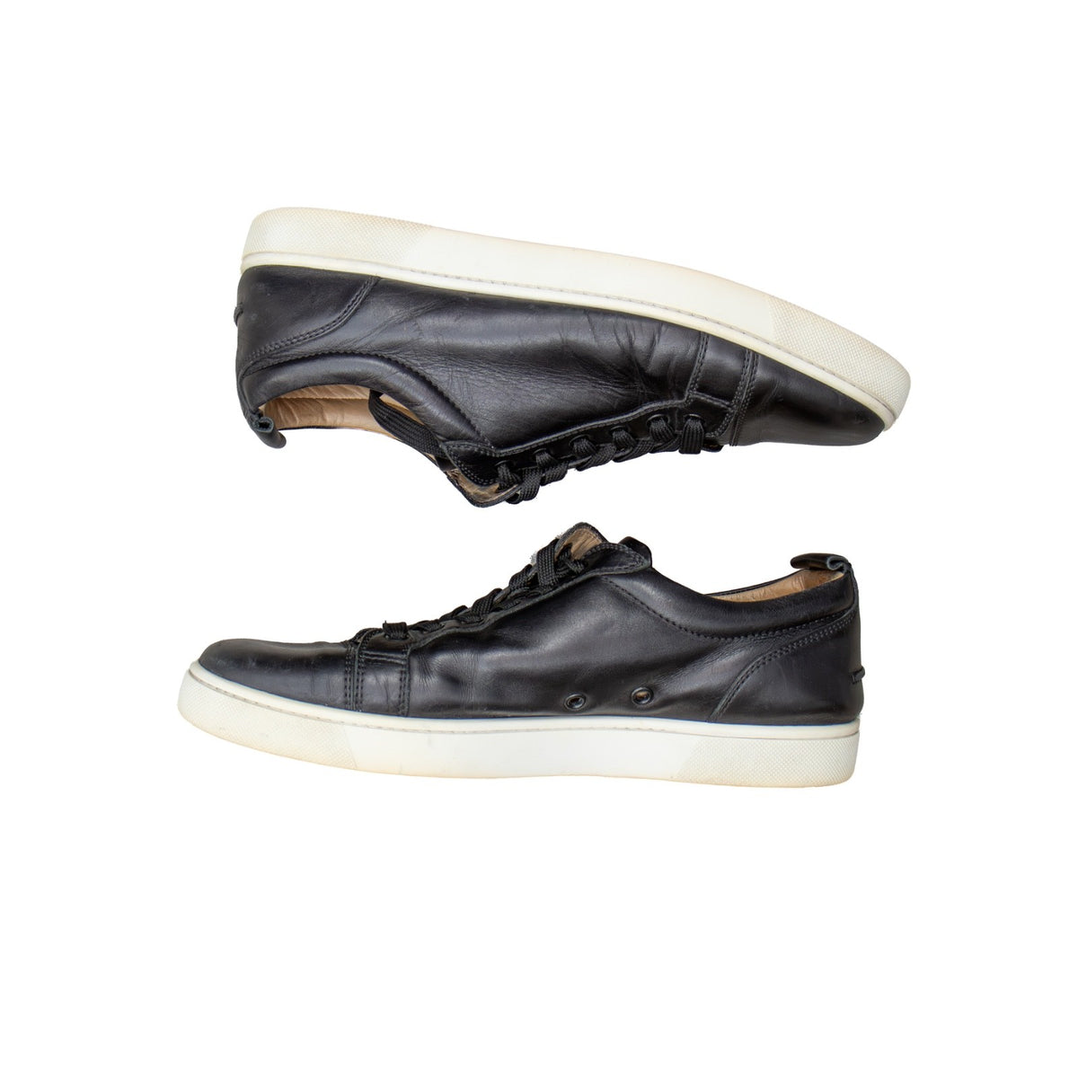 Christian Louboutin Rantulow Grained Leather Low Top Sneakers Black Mens Size 43