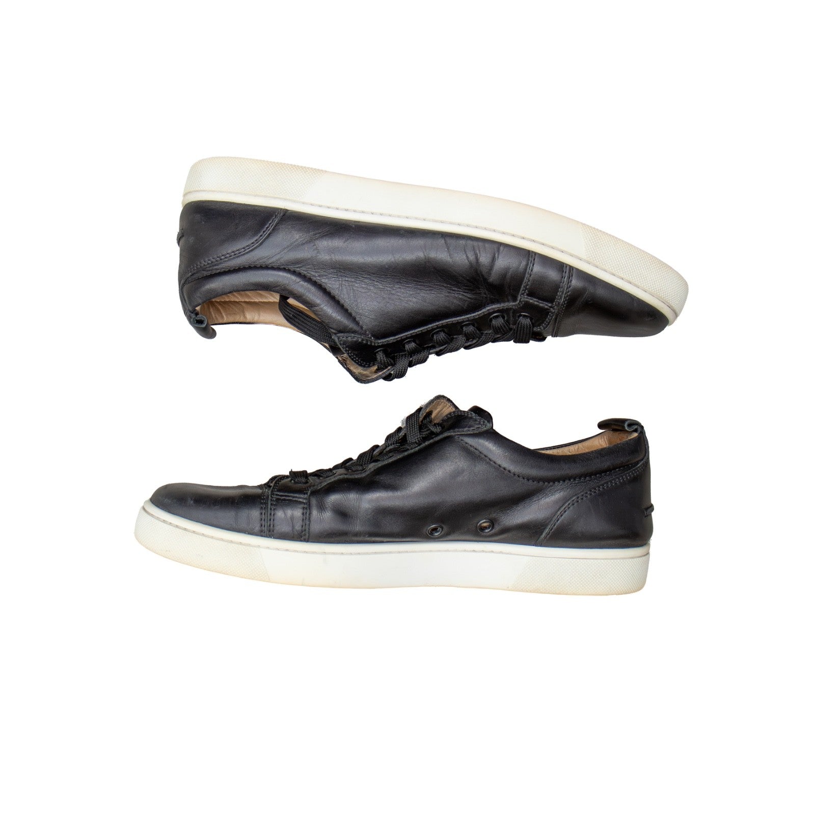 Christian Louboutin Rantulow Grained Leather Low Top Sneakers Black Mens Size 43