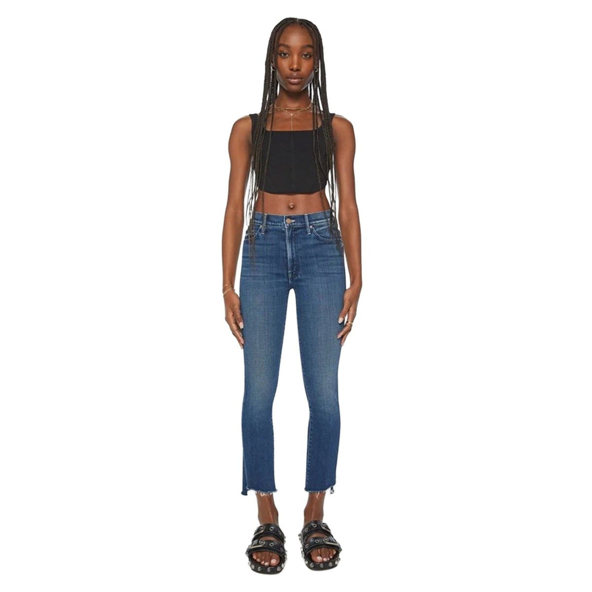 240$ MOTHER The Insider Crop Step Fray Good For You Jeans Women's Size 26 US 2