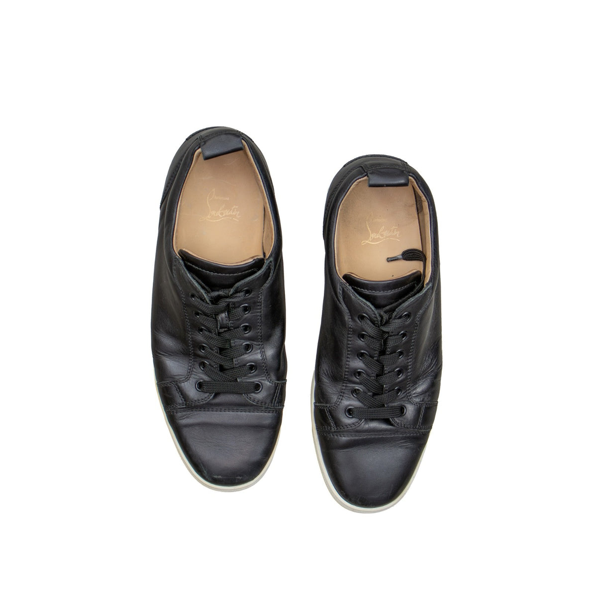 Christian Louboutin Rantulow Grained Leather Low Top Sneakers Black Mens Size 43