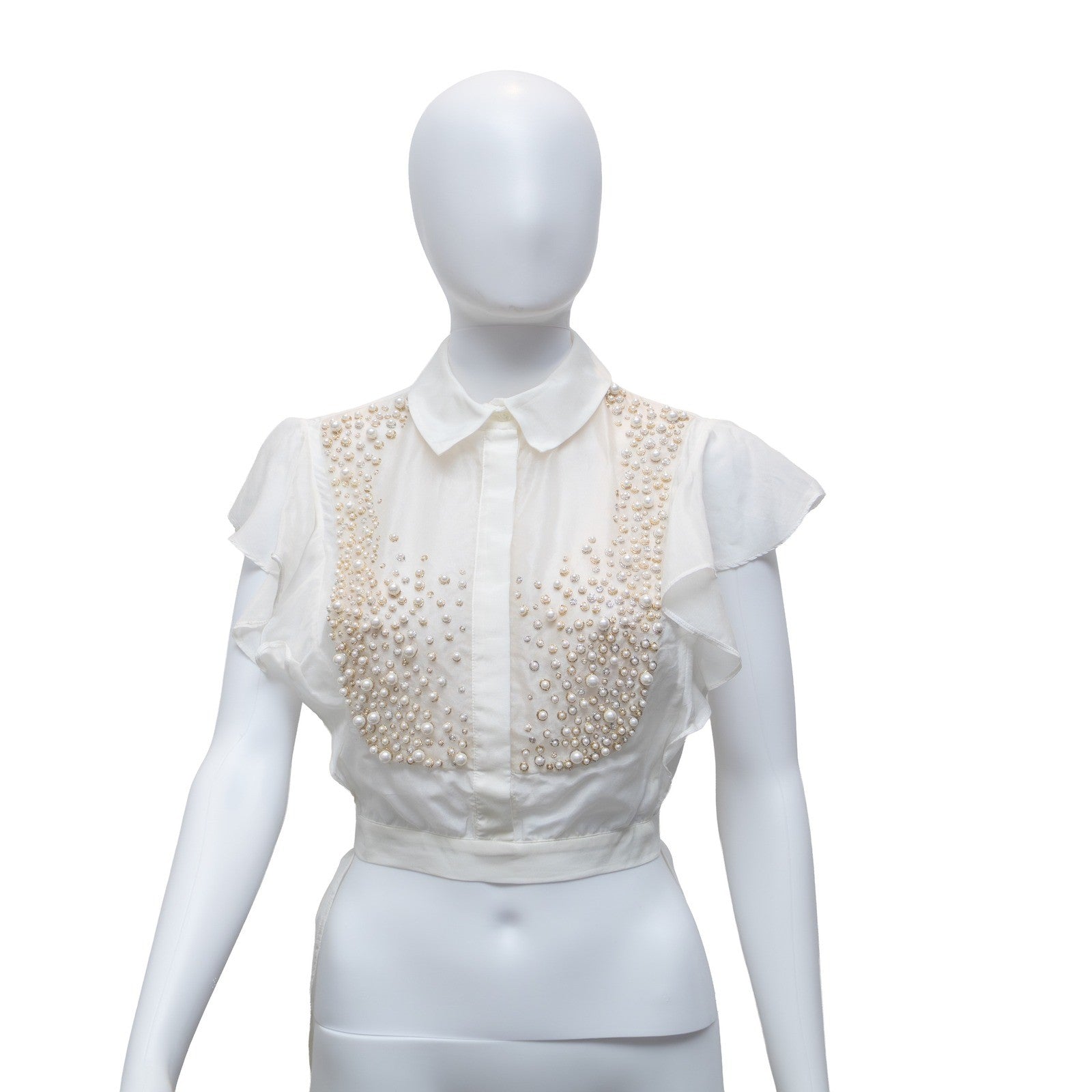 Elisabetta Franchi Pearl Embellished Blouse Top Size IT 42 / US 6 / UK 10