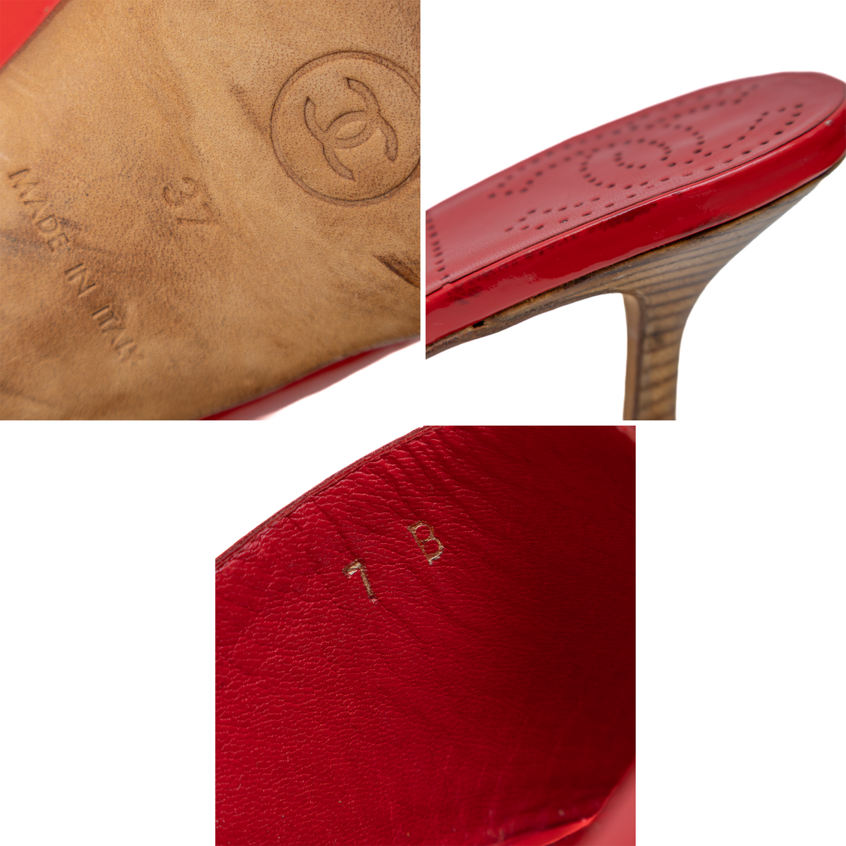 Chanel Vintage Red Patent Leather Heeled Mules – Size 37 (US 7 / UK 4.5)