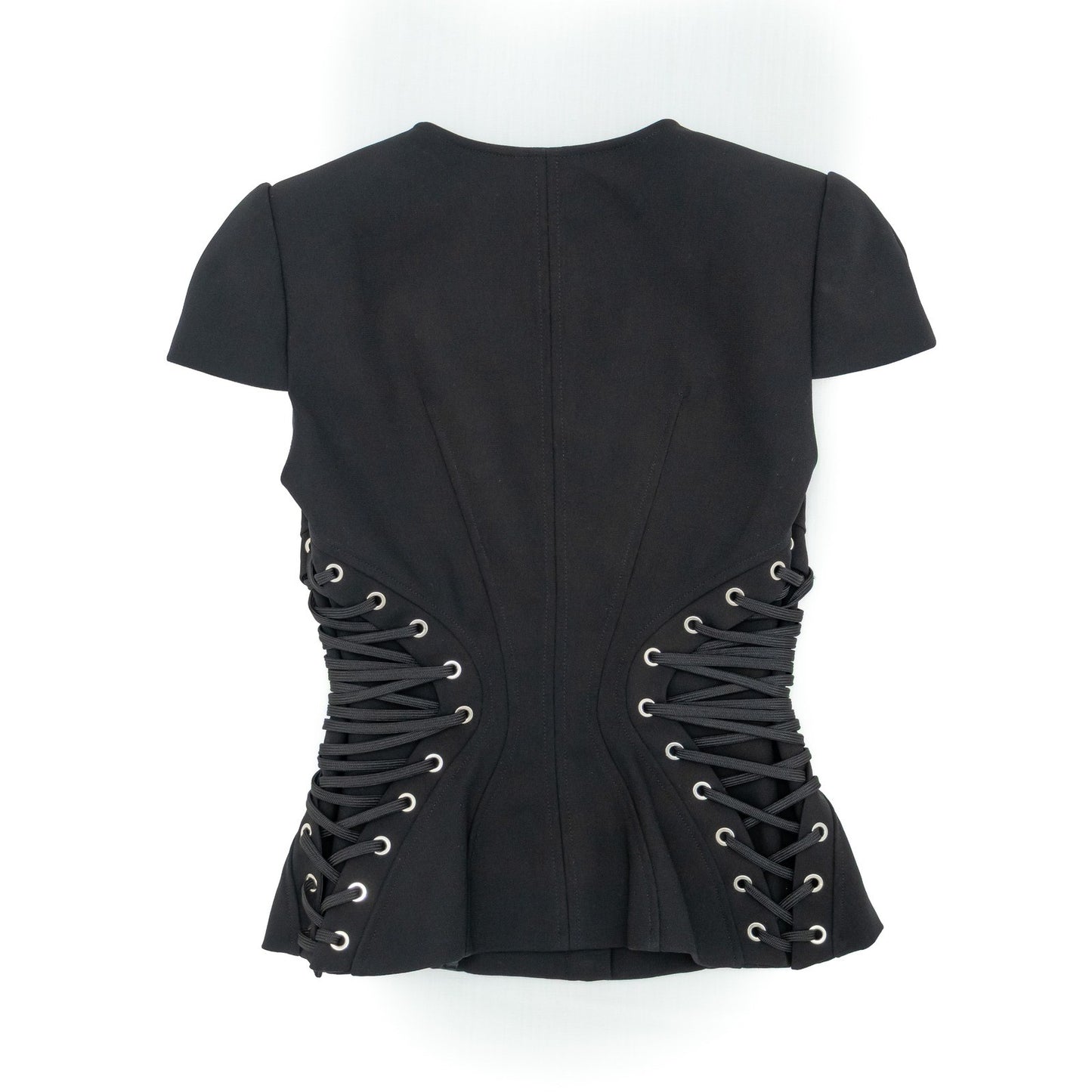 ELISABETTA FRANCHI Lace-Up Corset Style Jacket Top Black IT 42