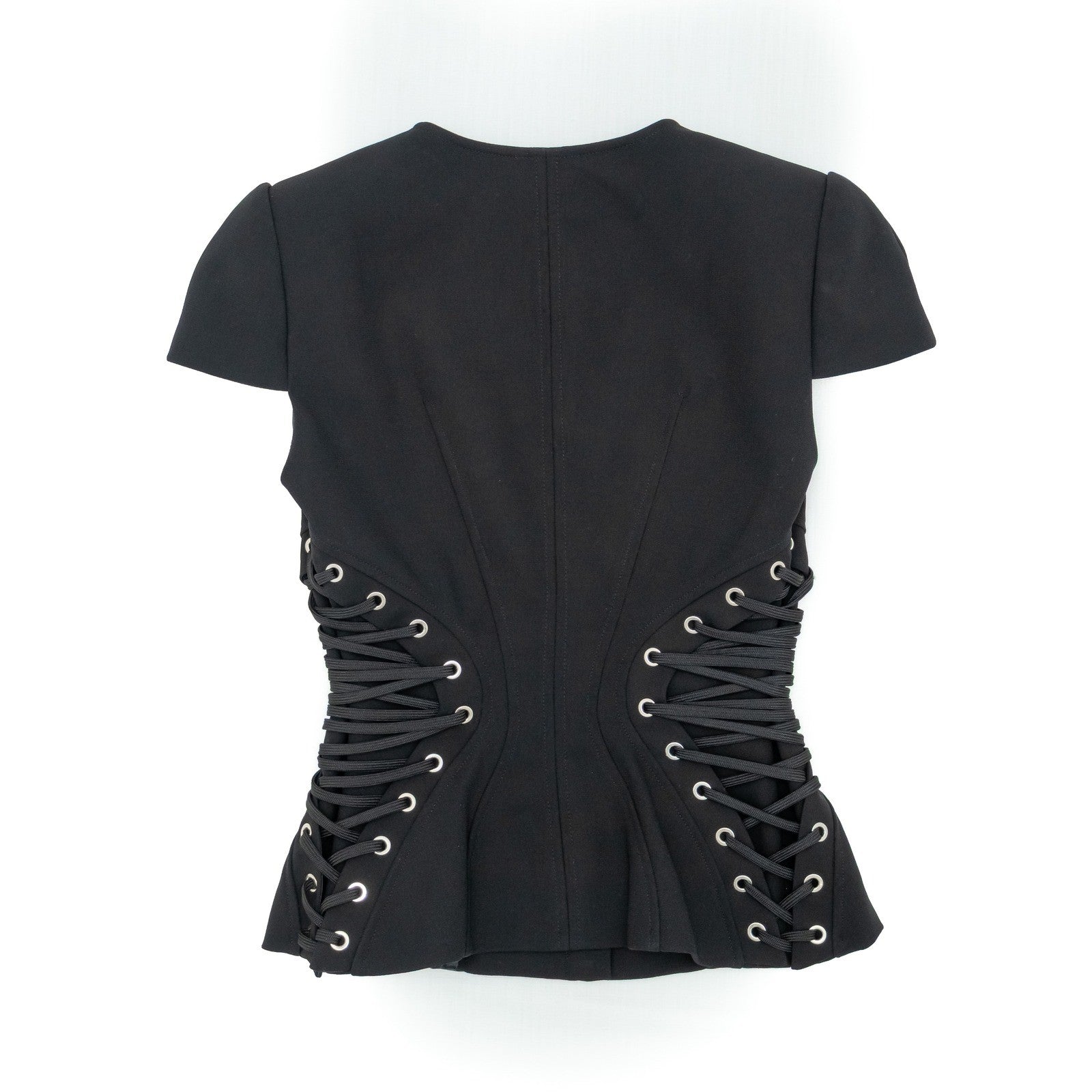 ELISABETTA FRANCHI Lace-Up Corset Style Jacket Top Black IT 42