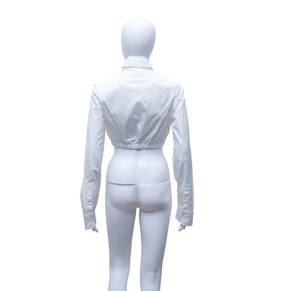 $1450 Prada Milano Cropped Button-Up Shirt – White – Size IT 40 (Women's)