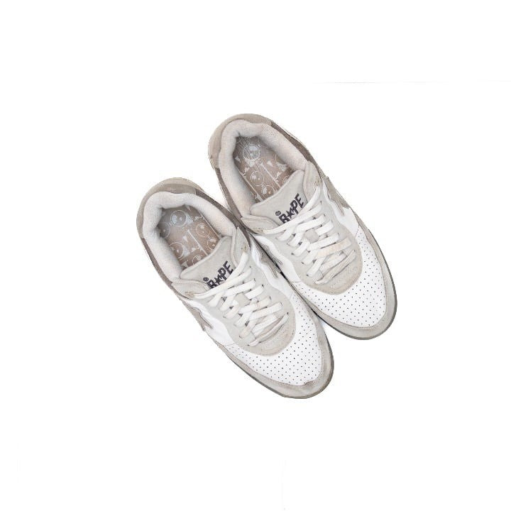 BAPE STA Low Top Sneakers White/Grey Suede Leather – Men's US 9