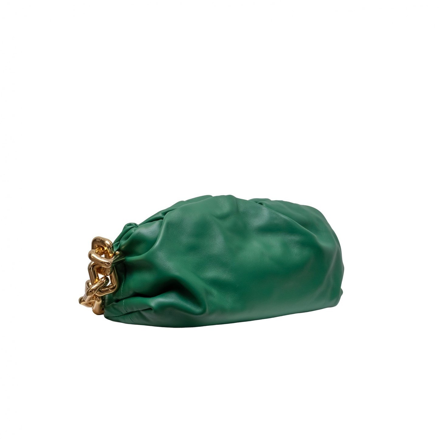 $3600 Bottega Veneta Green Leather Chain Pouch Gold Hardware  Authentic