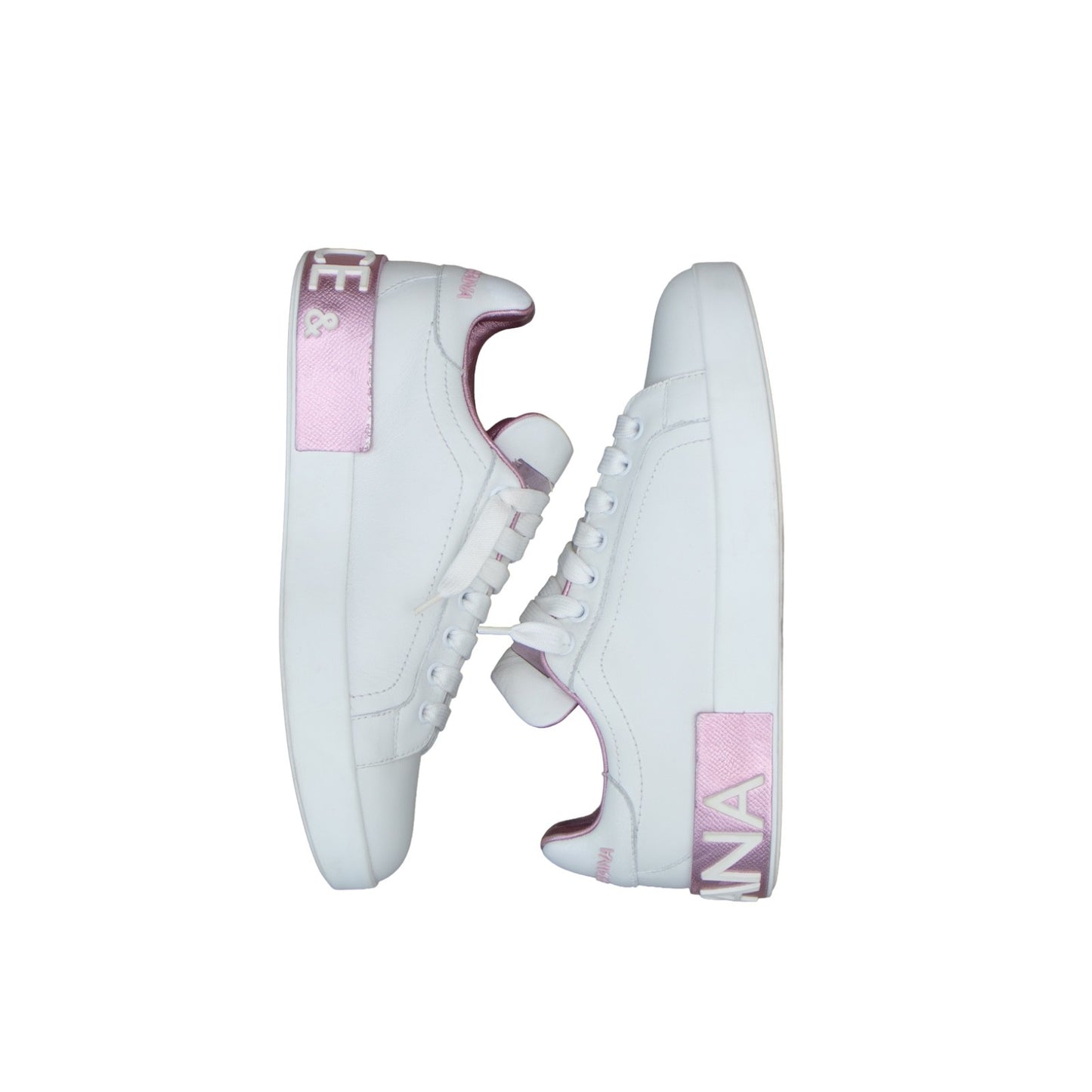 Dolce & Gabbana Portofino Sneakers EU 38 White Pink Leather Repainted Women