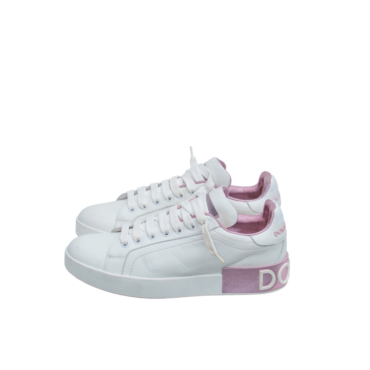 Dolce & Gabbana Portofino Sneakers EU 38 White Pink Leather Repainted Women