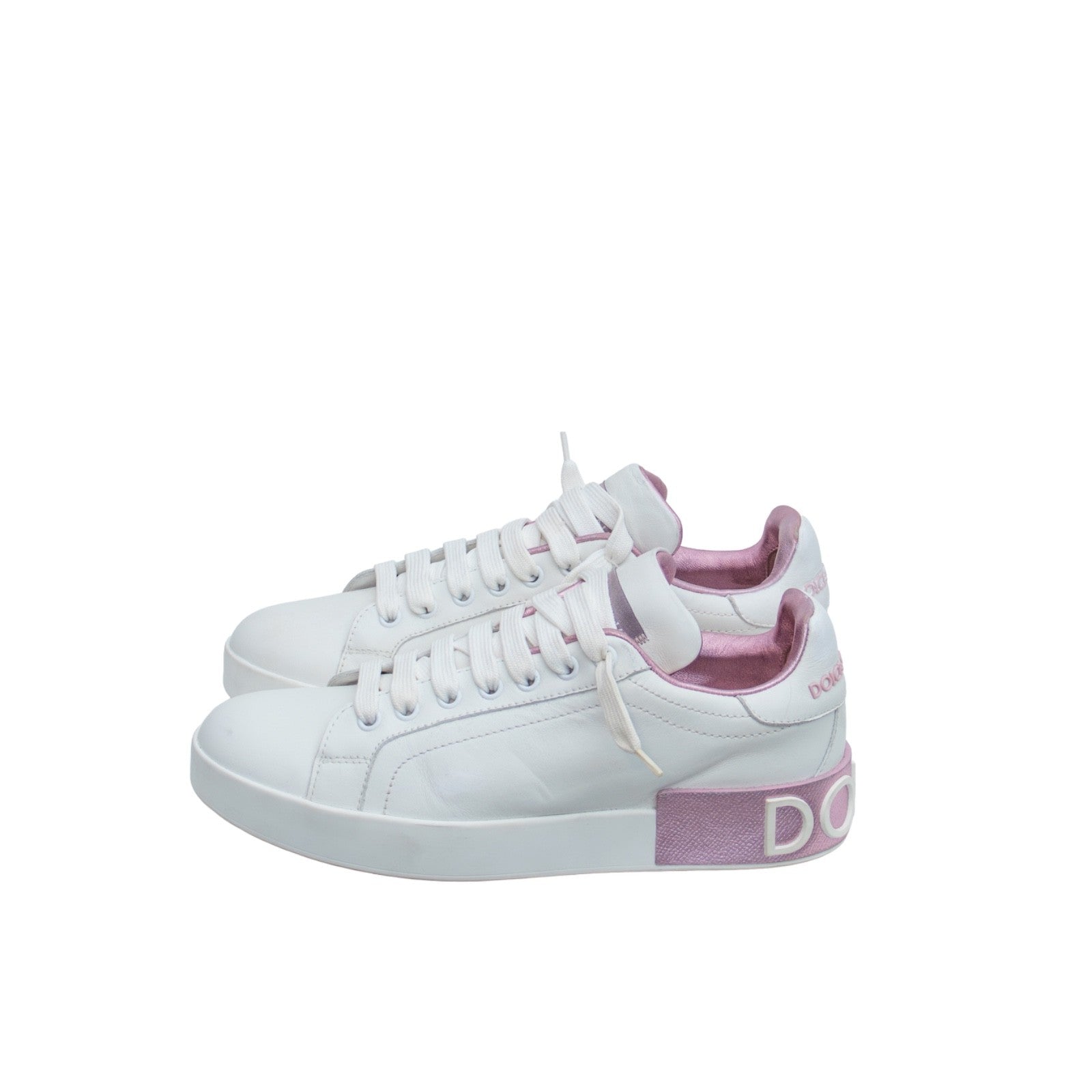 Dolce & Gabbana Portofino Sneakers EU 38 White Pink Leather Repainted Women