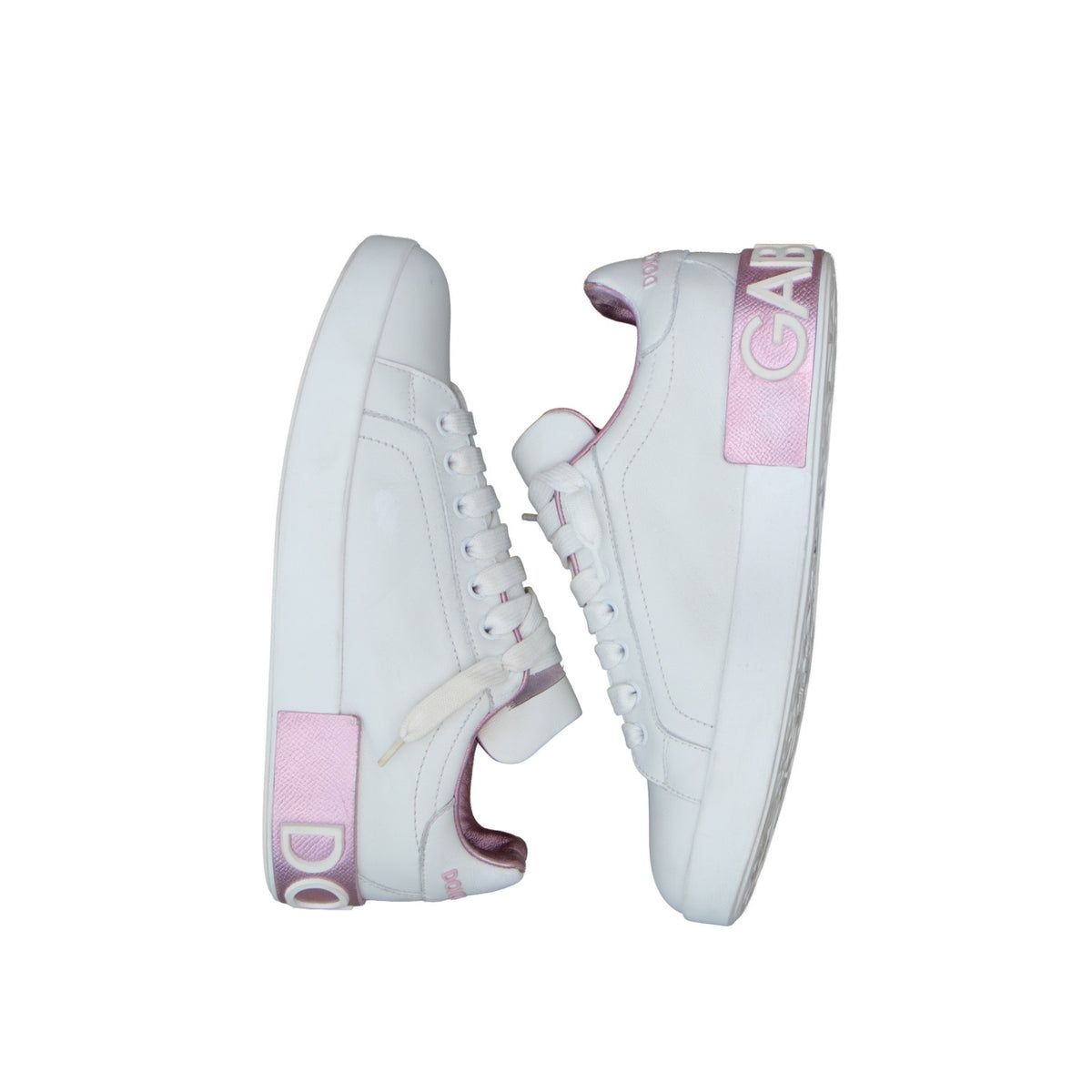 Dolce & Gabbana Portofino Sneakers EU 38 White Pink Leather Repainted Women