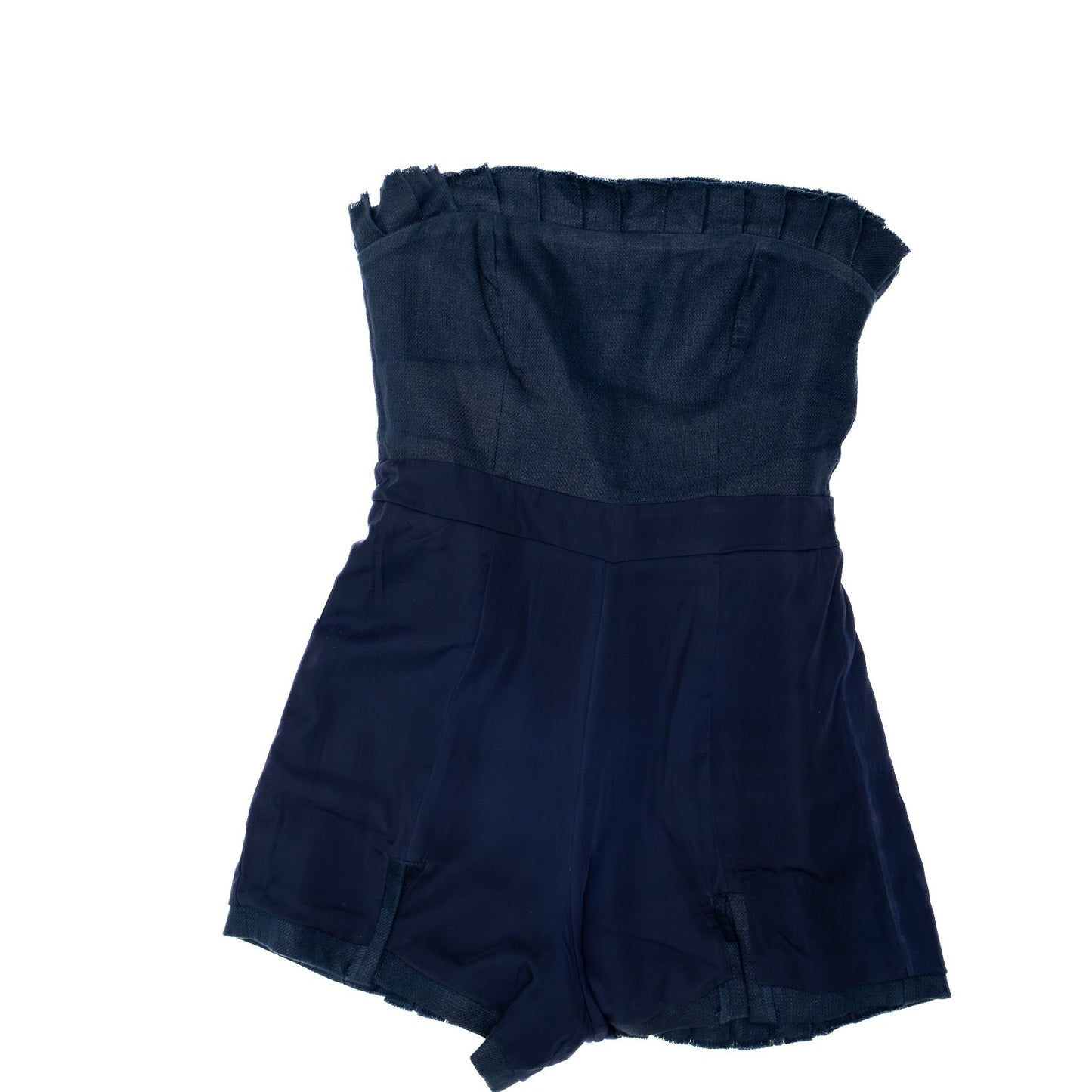 ALEXIS Strapless Linen Belted Romper Navy Blue Size S