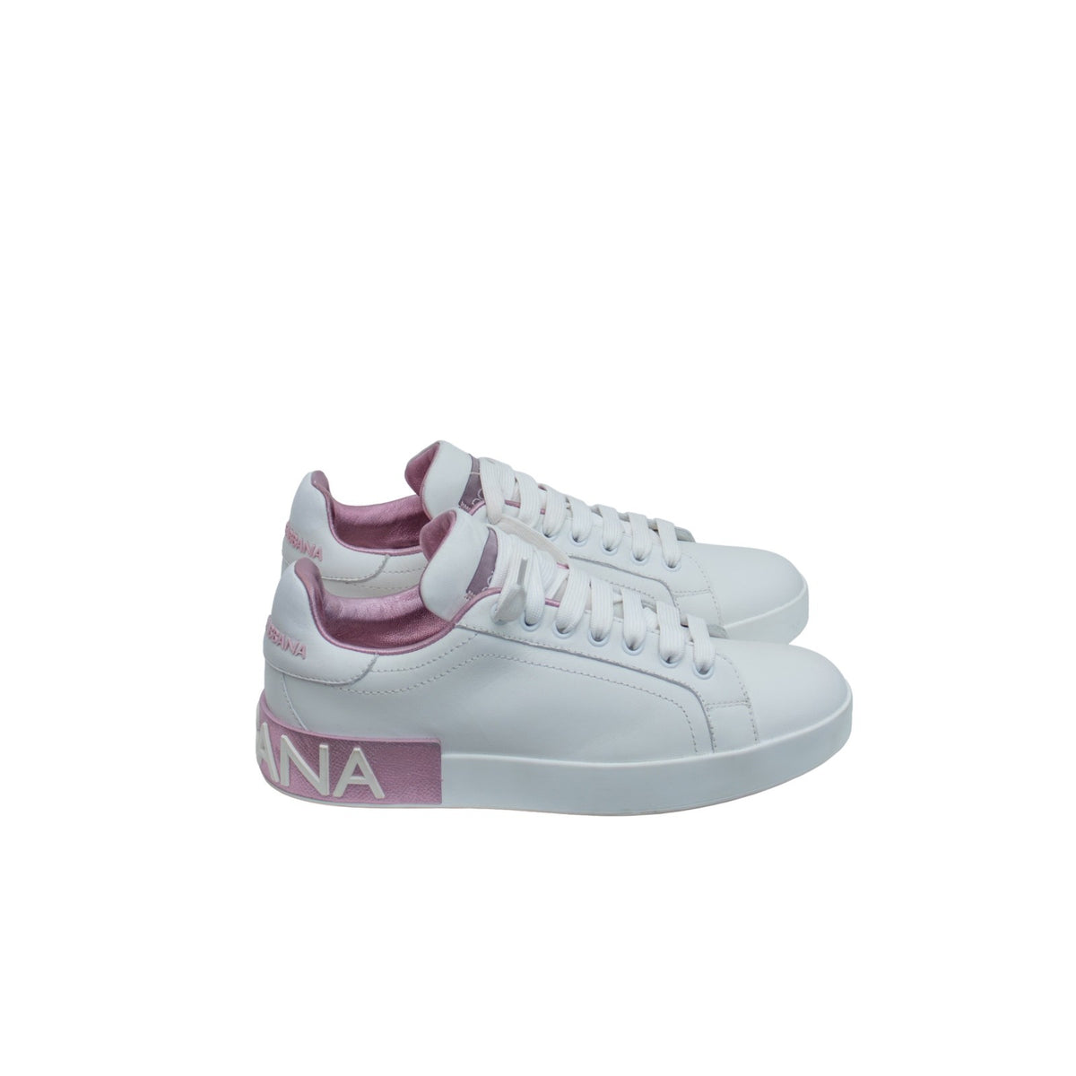 Dolce & Gabbana Portofino Sneakers EU 38 White Pink Leather Repainted Women