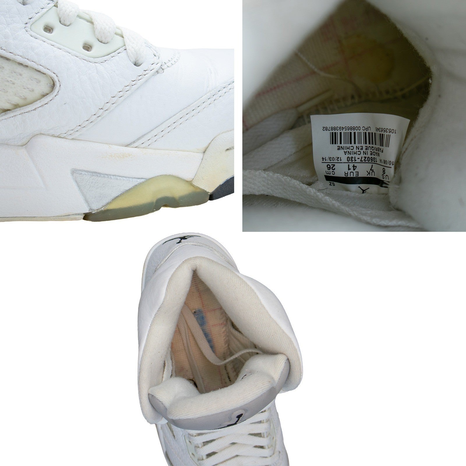 Air Jordan 5 Retro White Metallic Silver 2015 Mens 8 136027-130