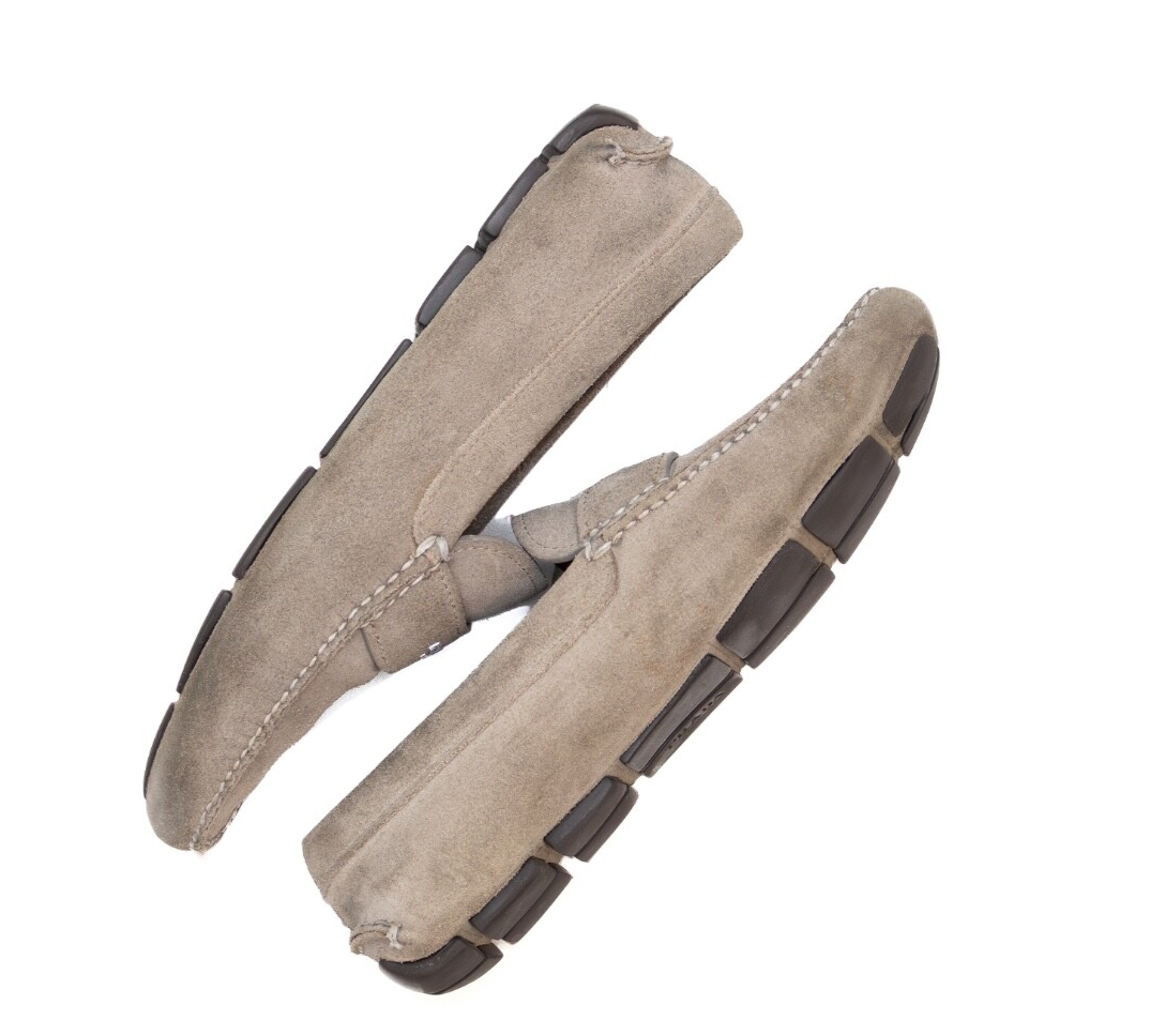 $950Prada Men’s Grey Suede Driving Loafers – Size US 9 / EU 42 / UK 8
