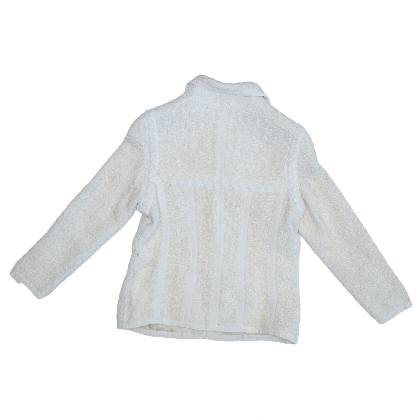 Chanel Vintage Cruise 1992 White Tweed  Camellia Flower  Jacket Suit Size 34