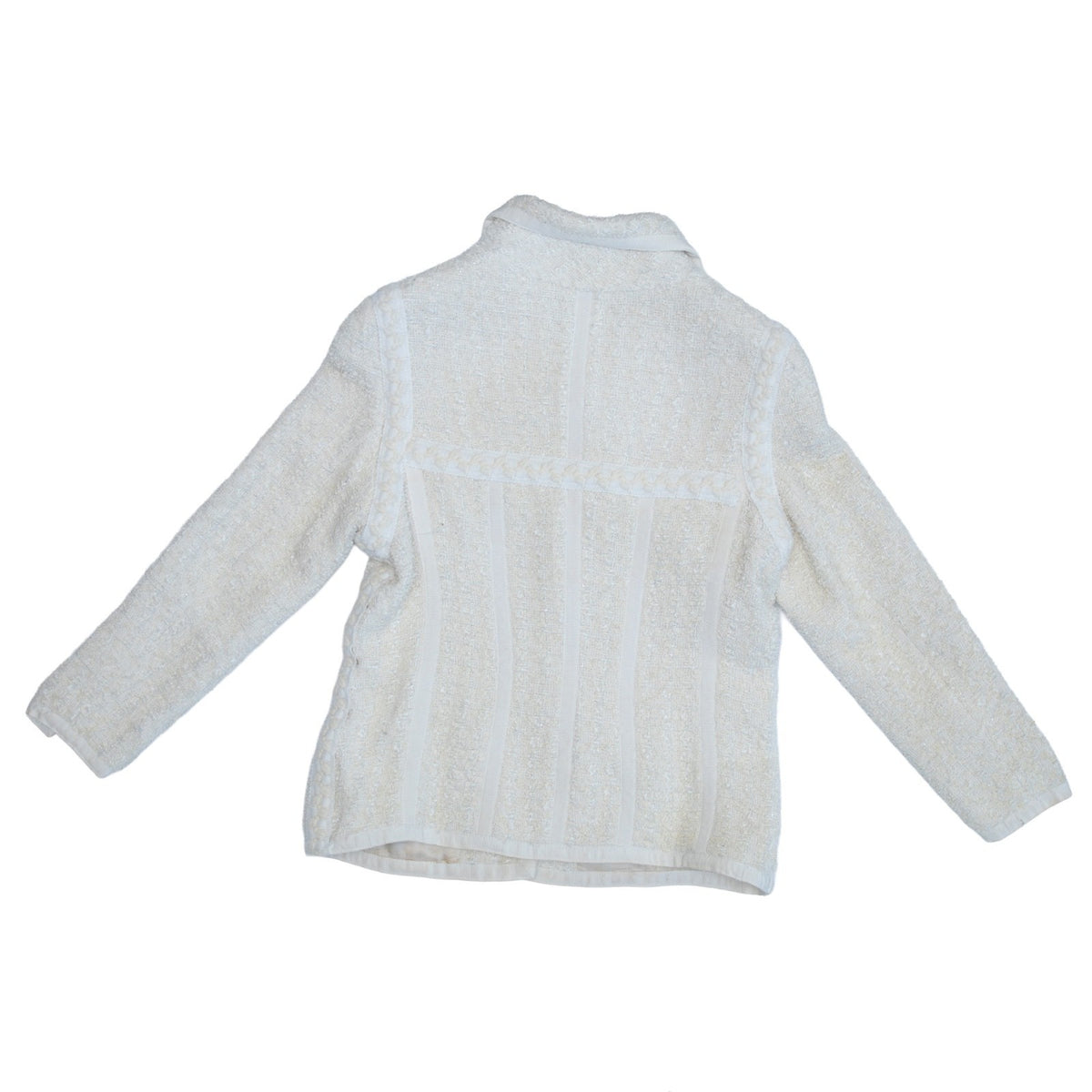 Chanel Vintage Cruise 1992 White Tweed  Camellia Flower  Jacket Suit Size 34