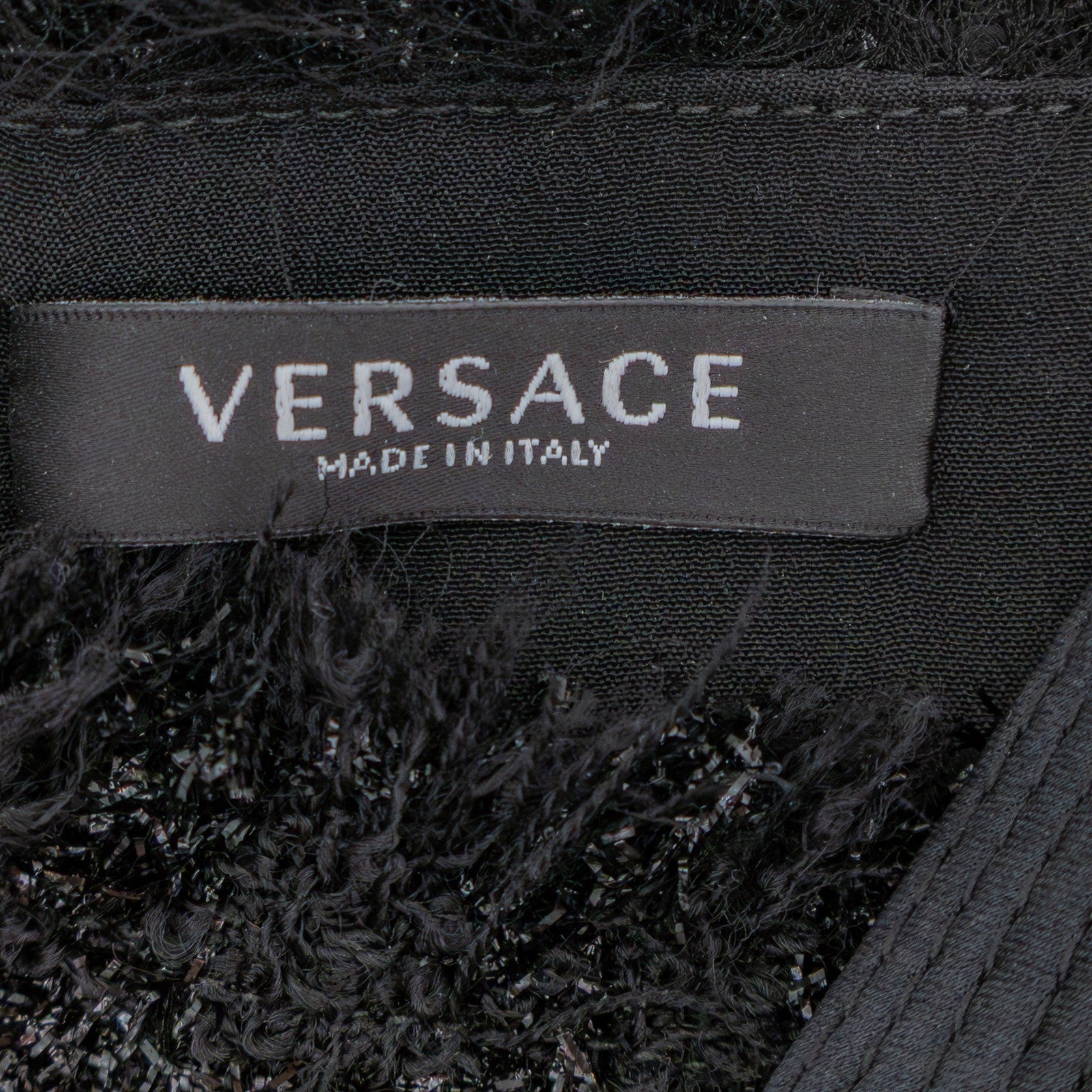 $1400 Versace Black Textured Bustier Crop Top  Size M (US 6 / UK 10)
