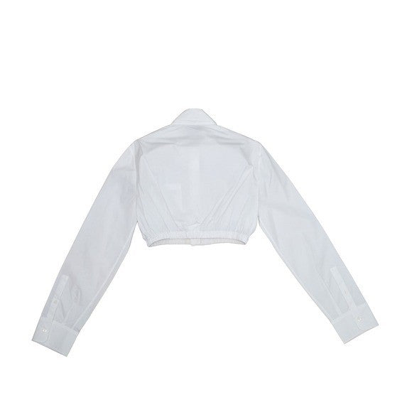$1450 Prada Milano Cropped Button-Up Shirt – White – Size IT 40 (Women's)