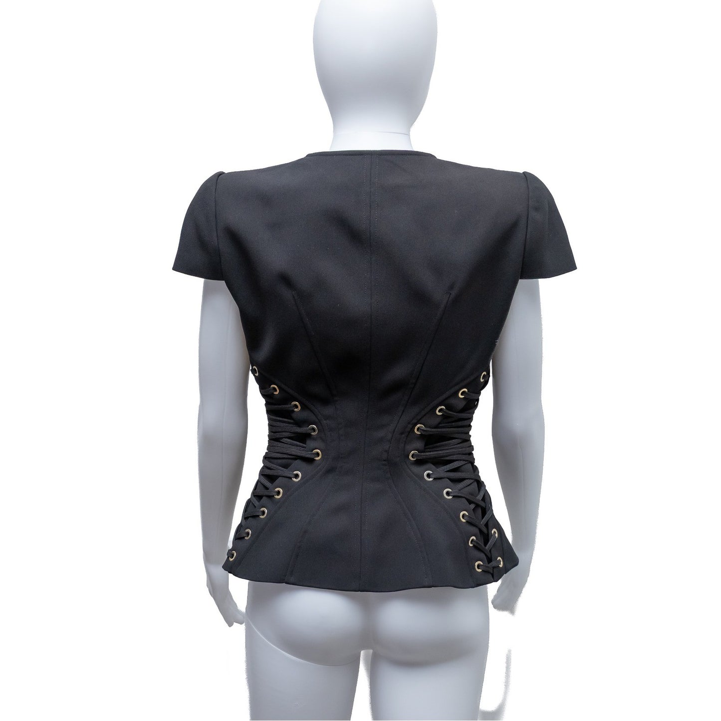 ELISABETTA FRANCHI Lace-Up Corset Style Jacket Top Black IT 42