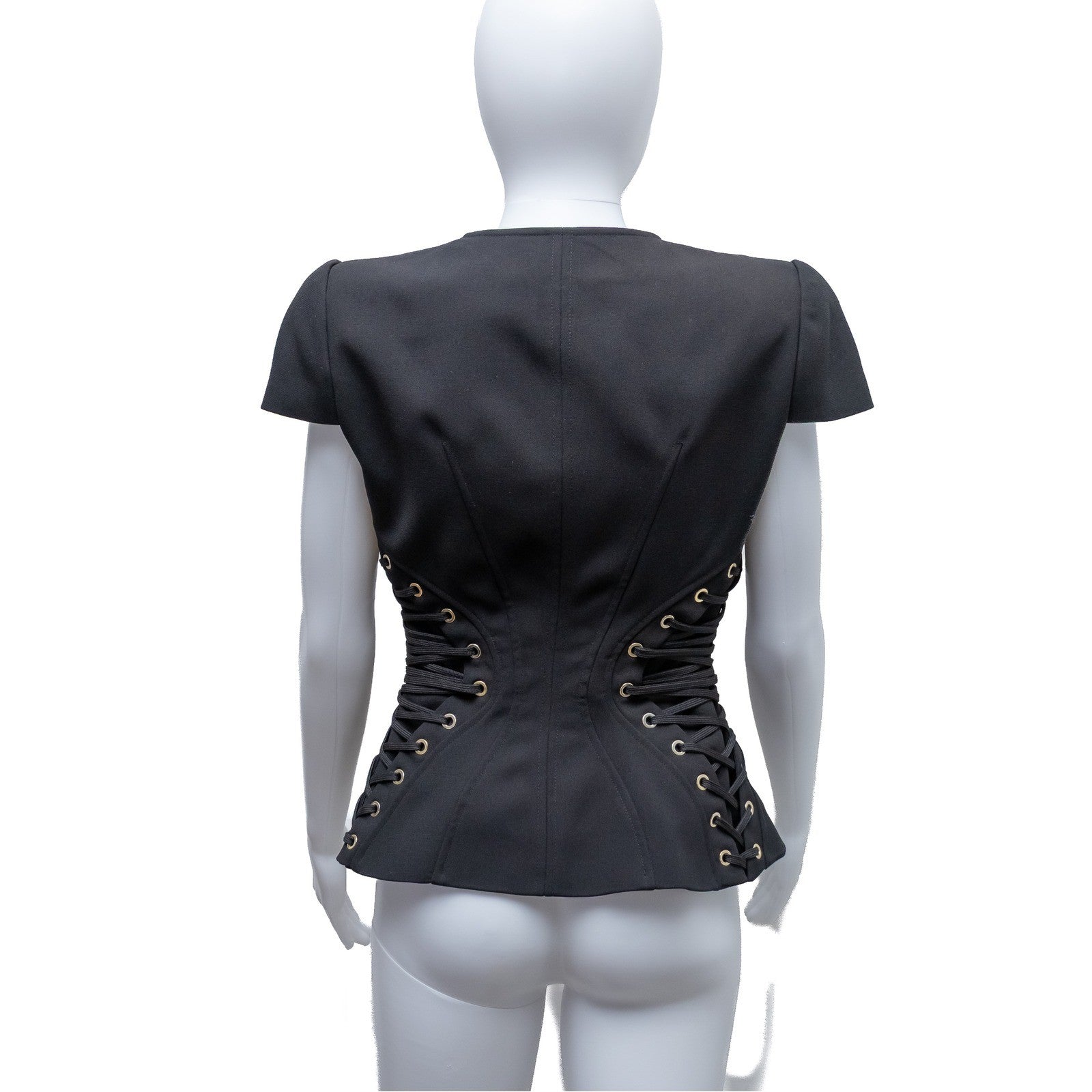 ELISABETTA FRANCHI Lace-Up Corset Style Jacket Top Black IT 42