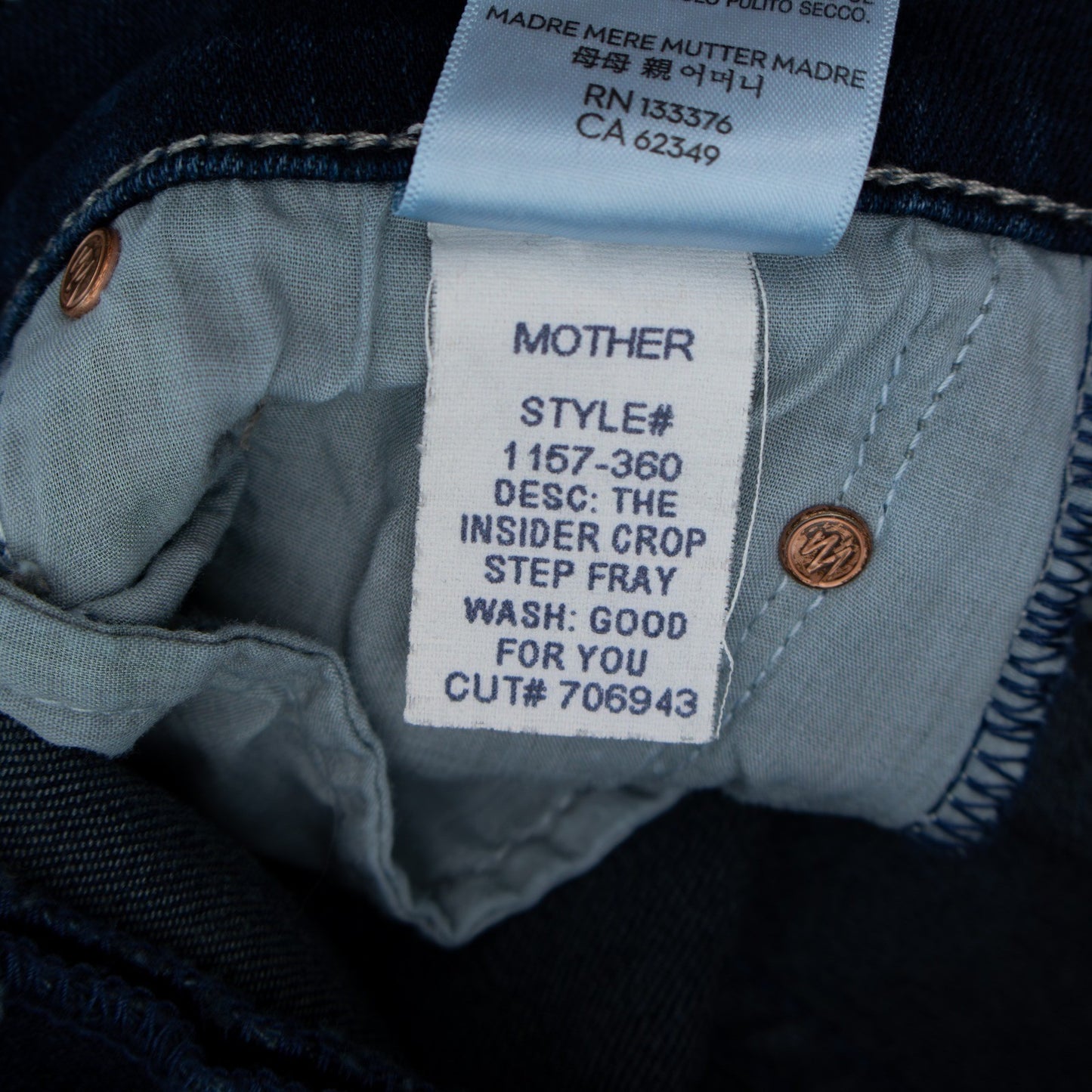240$ MOTHER The Insider Crop Step Fray Good For You Jeans Women's Size 26 US 2