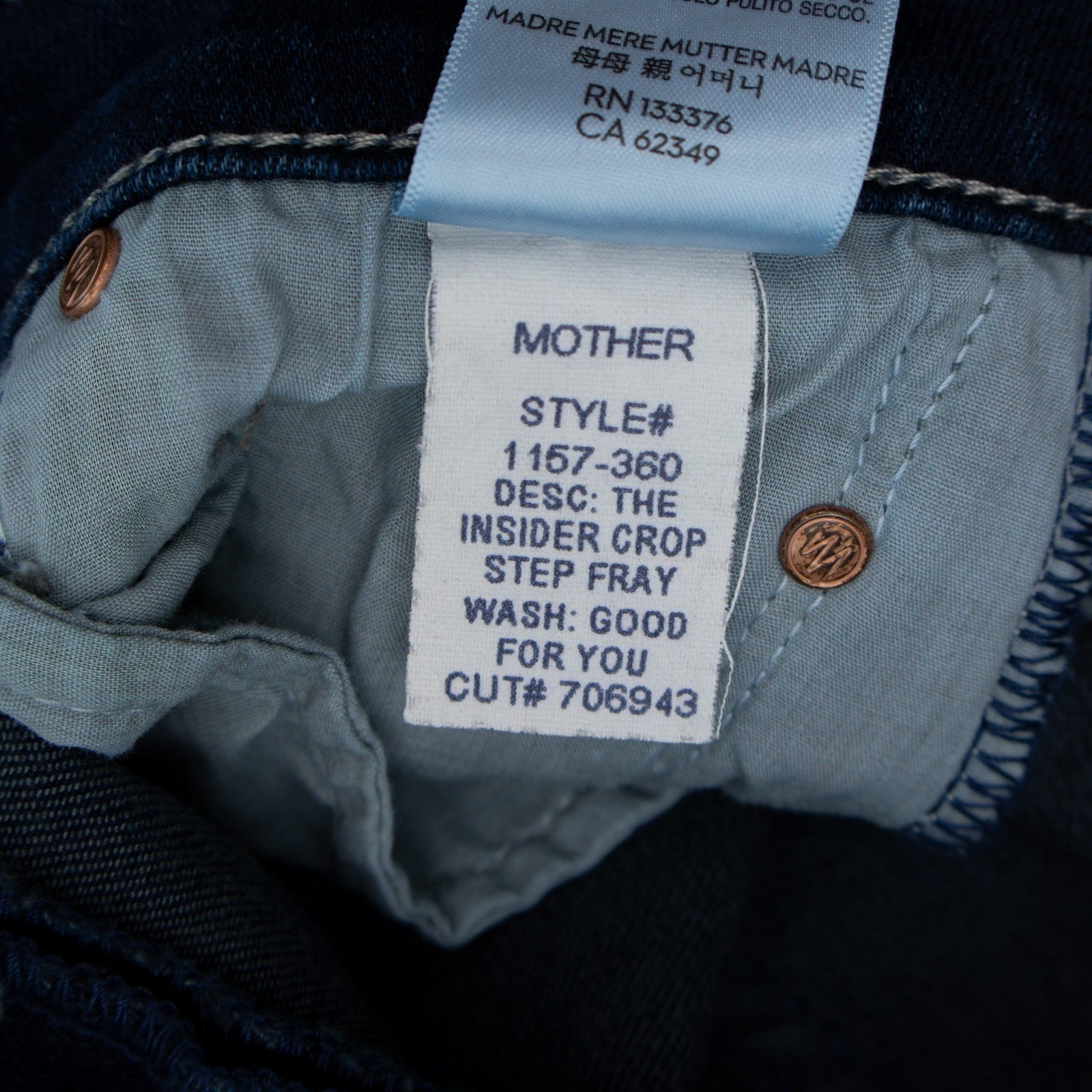 240$ MOTHER The Insider Crop Step Fray Good For You Jeans Women's Size 26 US 2