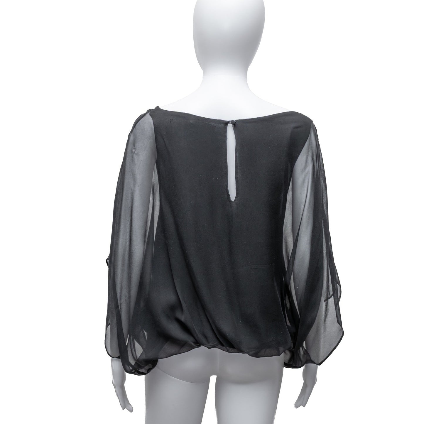 Emerson Thorpe Black Silk Chiffon Batwing Blouse Top Size S