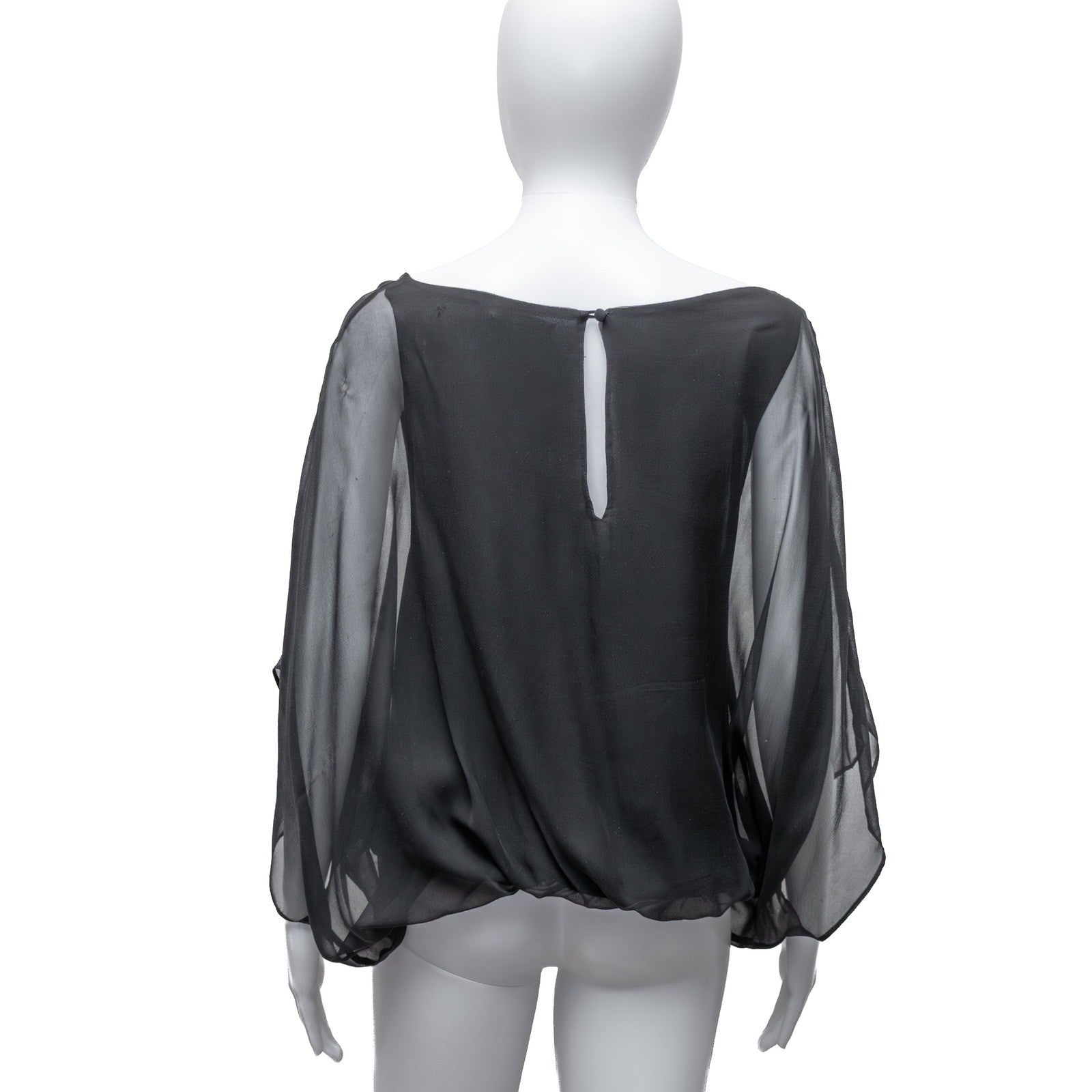 Emerson Thorpe Black Silk Chiffon Batwing Blouse Top Size S