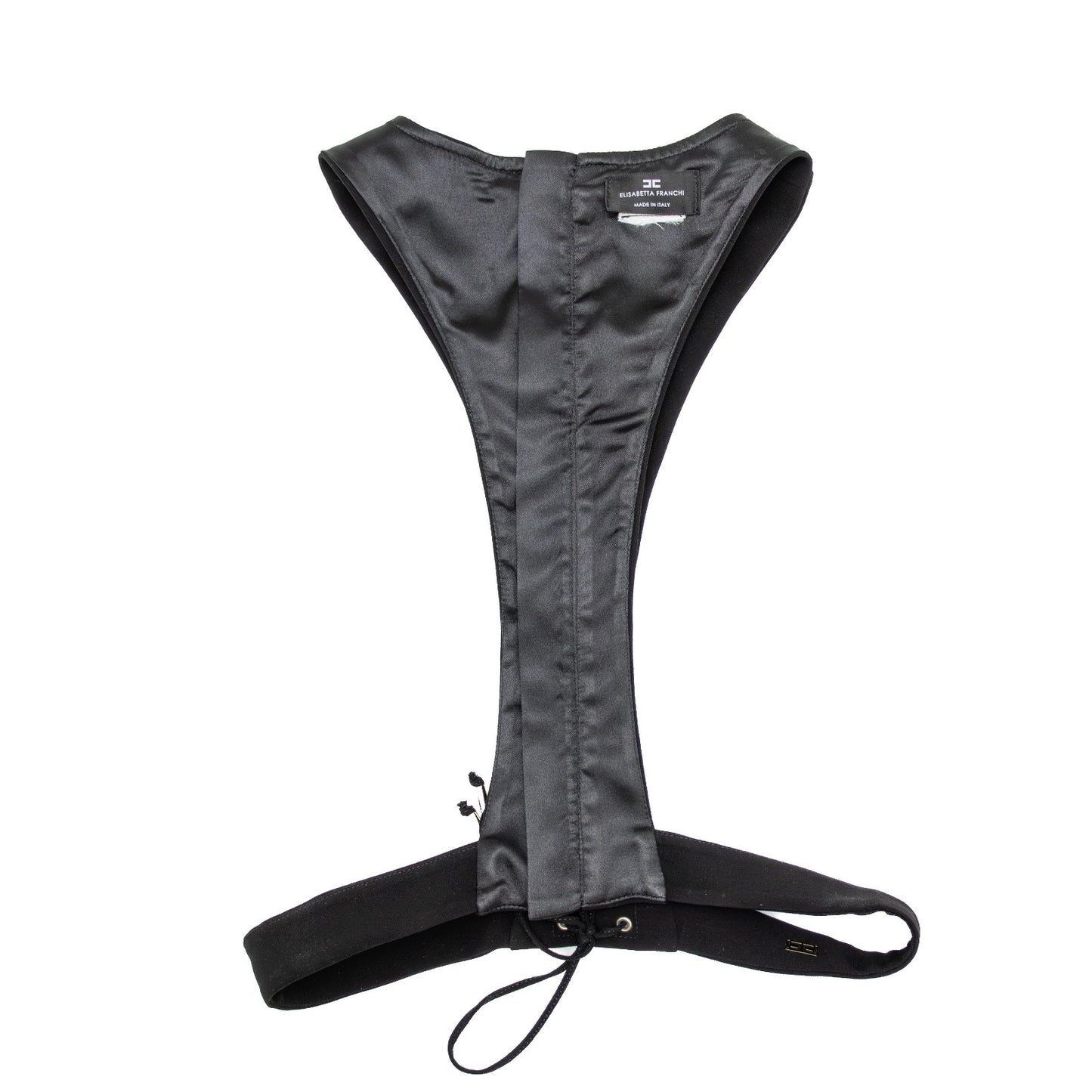 ELISABETTA FRANCHI Black Corset-Style Harness Top – Size 40 (IT)